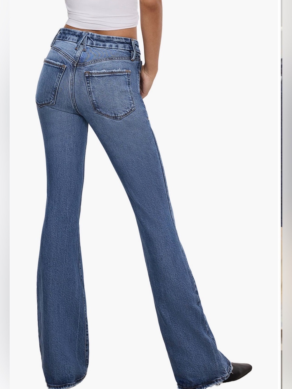 NWT Good American Good Legs Raw Hem Flare Jeans